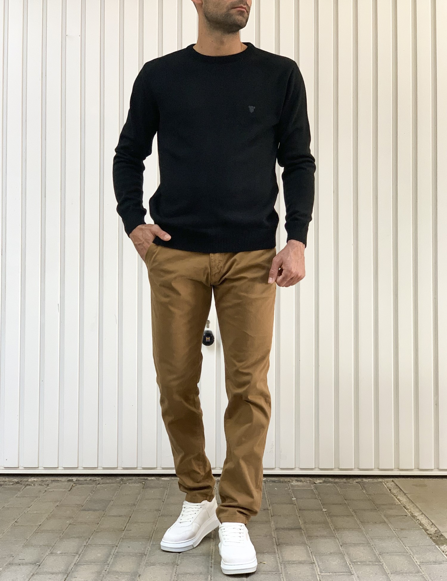 Darious ανδρικό μαύρο πλεκτό πουλόβερ 23149M φωτογραφία